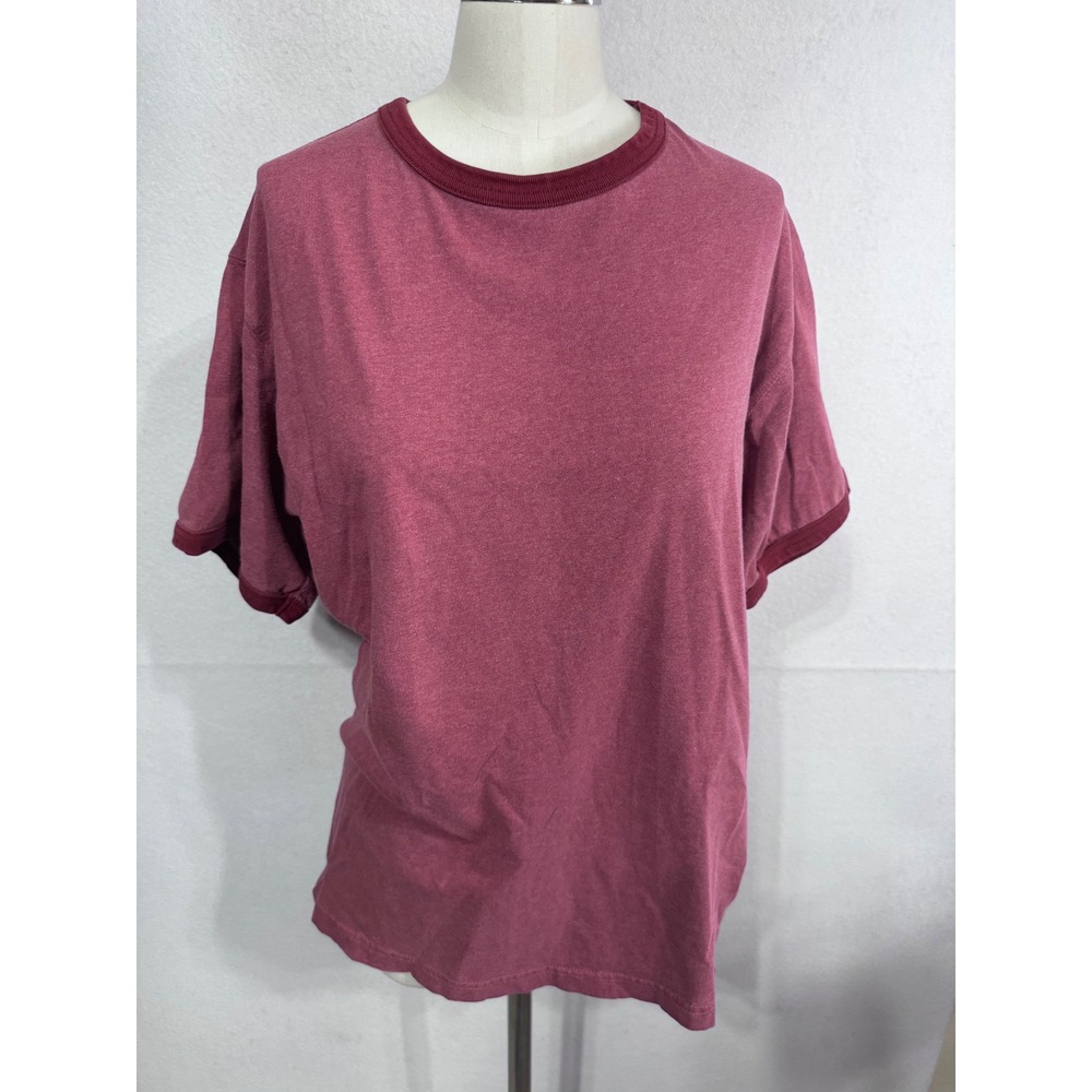 CRB Large Maroon Ringer T-Shirt Men's Short Sleeve Cotton Casual